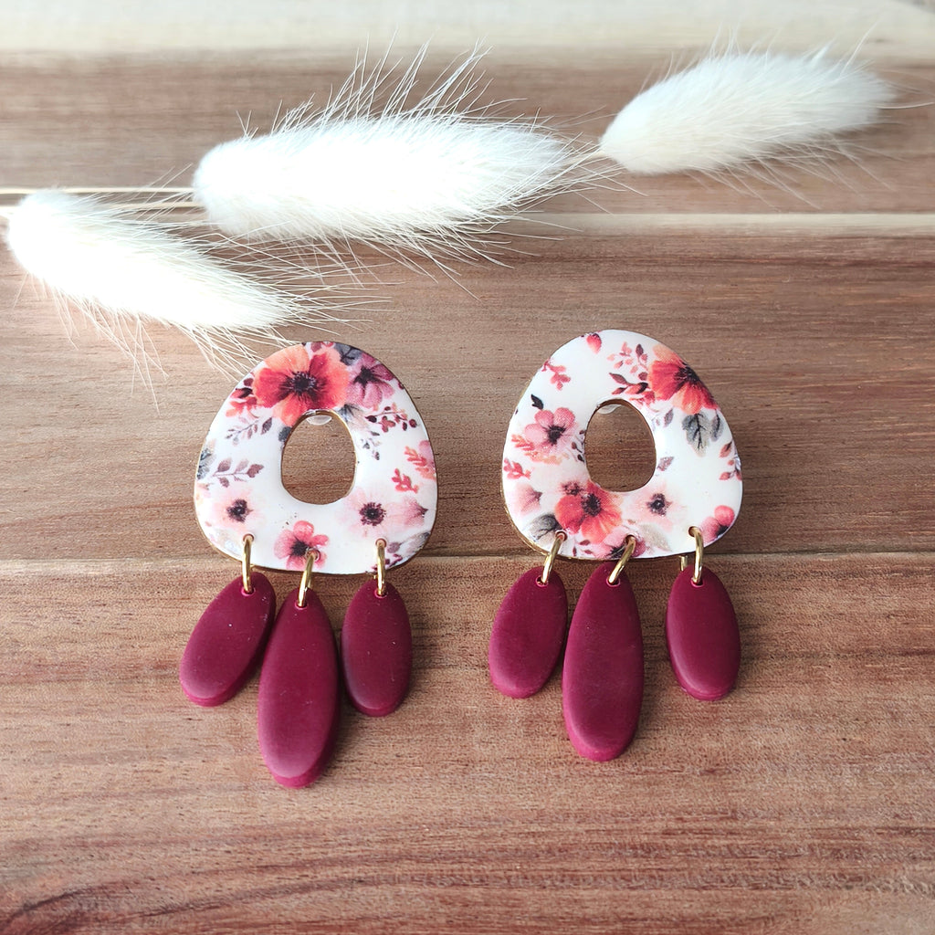 Pendientes Marina Flores Burdeos