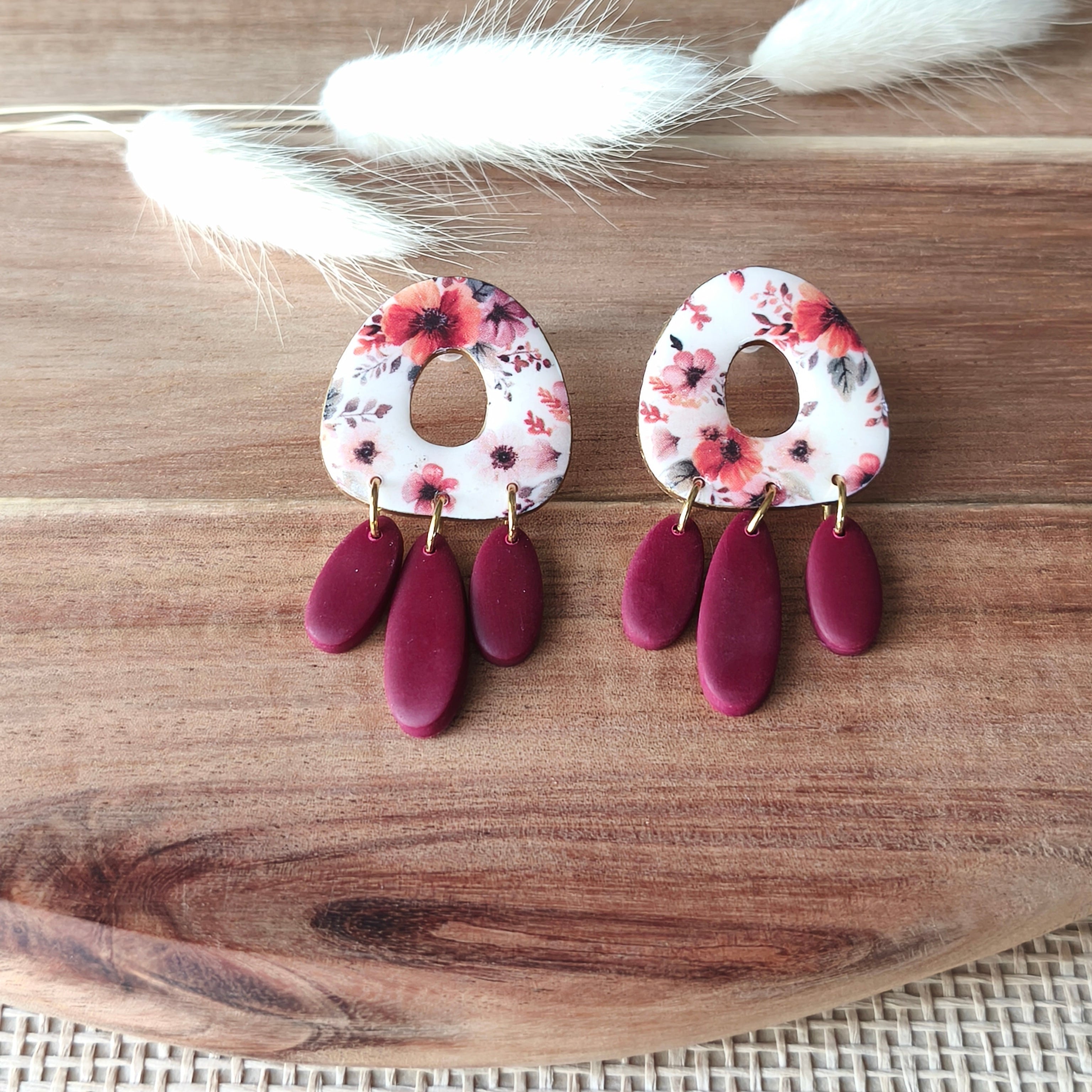 Pendientes Marina Flores Burdeos