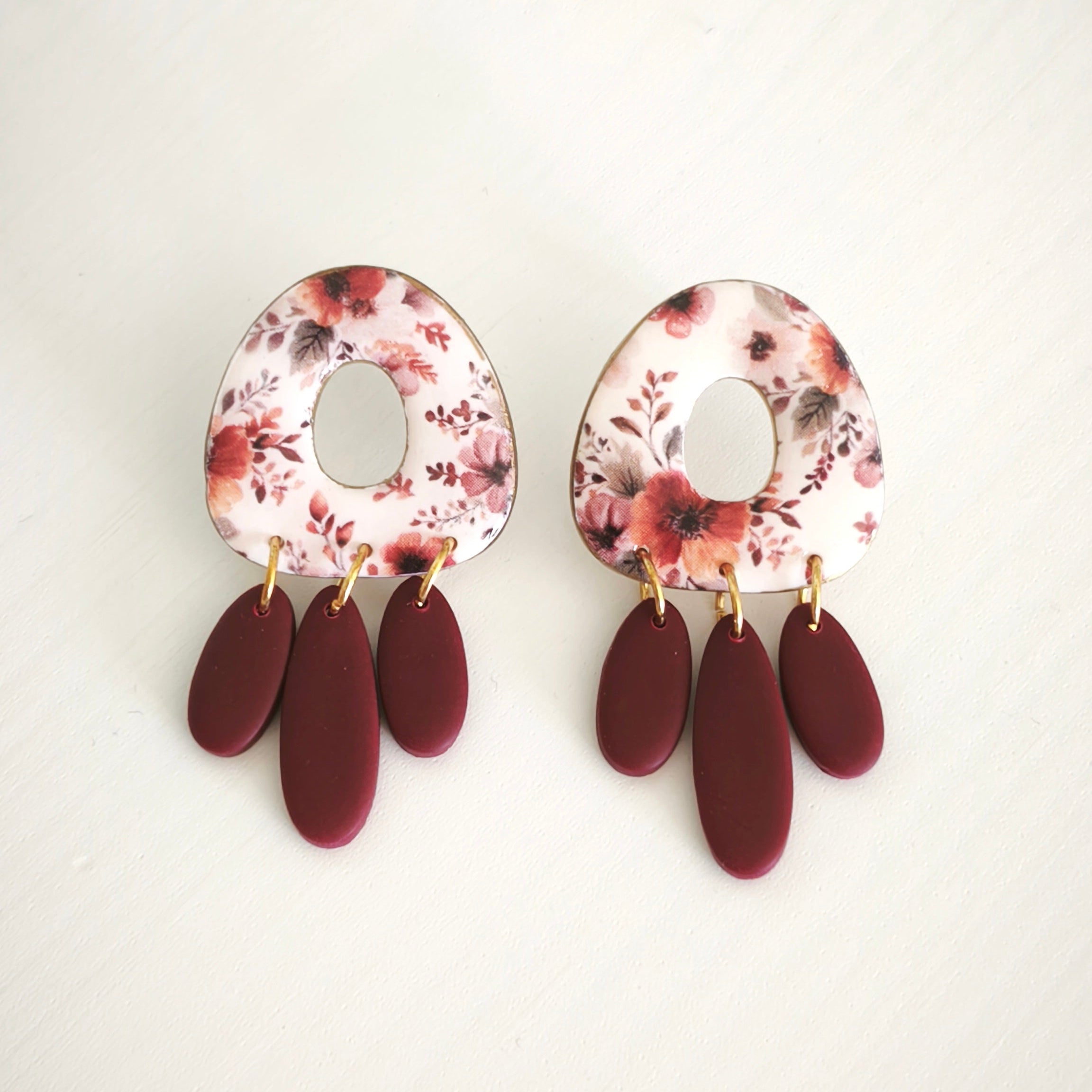 Pendientes Marina Flores Burdeos