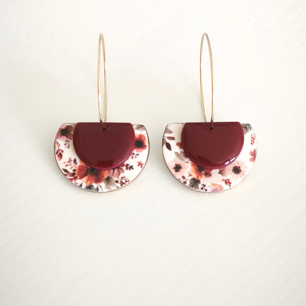 Pendientes Vega Flores Burdeos