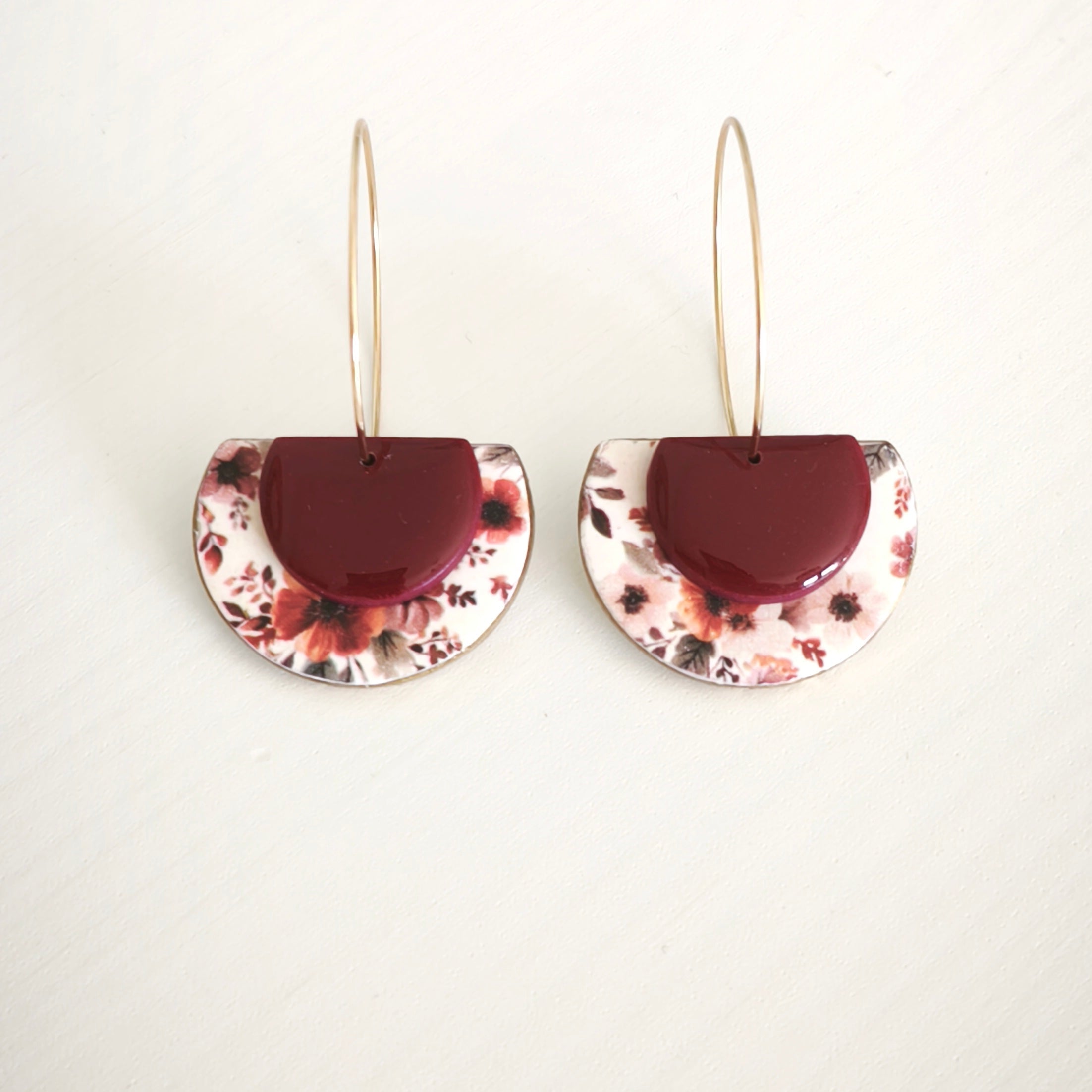 Pendientes Vega Flores Burdeos