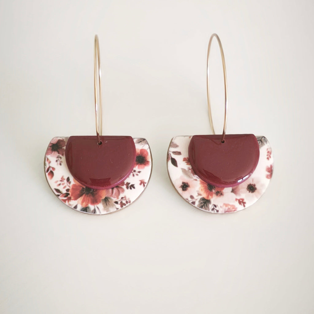 Pendientes Vega Flores Burdeos