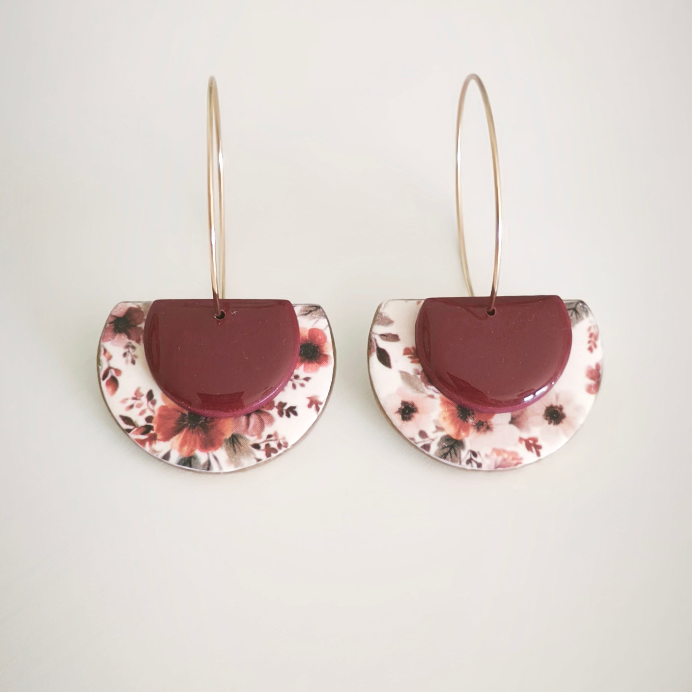 Pendientes Vega Flores Burdeos