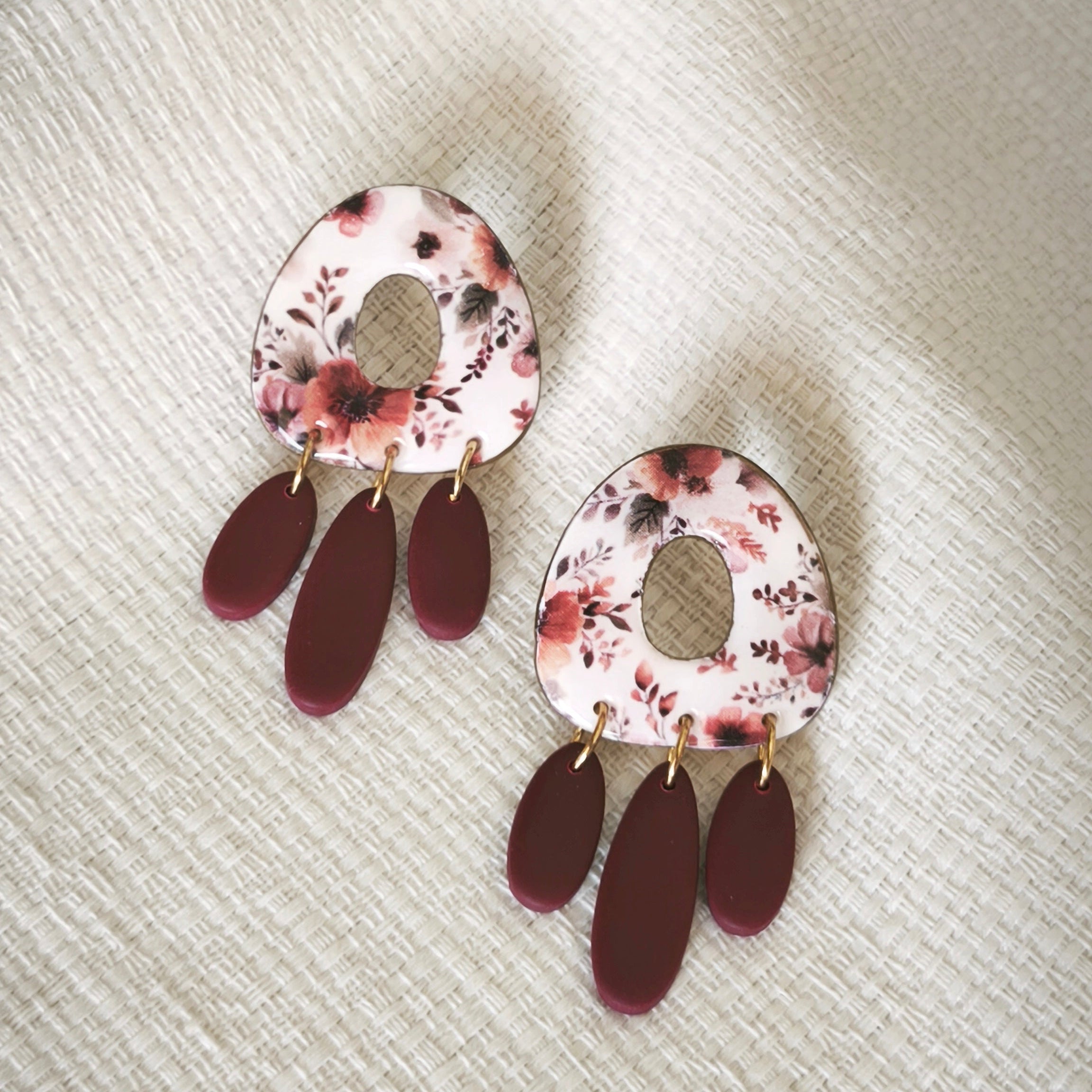 Pendientes Marina Flores Burdeos