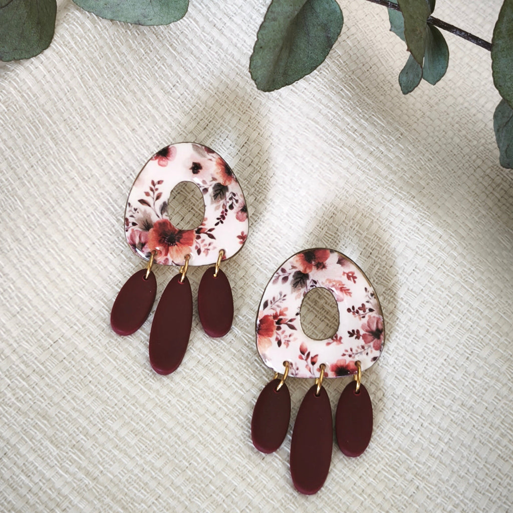 Pendientes Marina Flores Burdeos